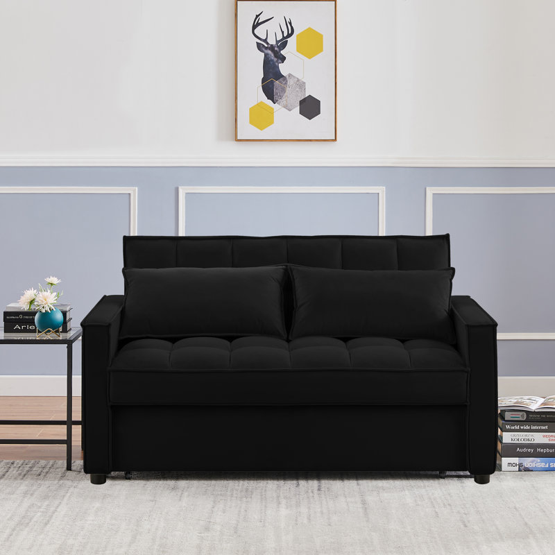 Mercer41 Ledjona Velvet Convertible Sofa Bed Pull Out Sleeper Sofa